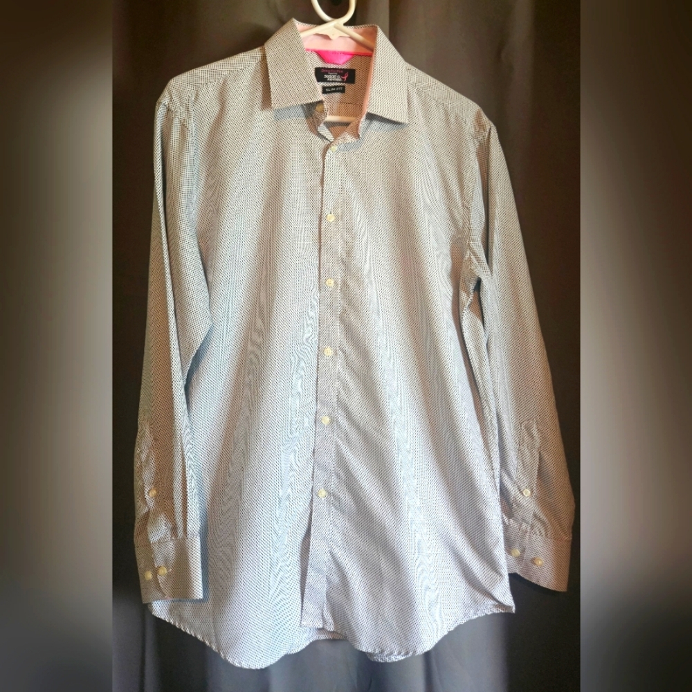 Slim fit size M men's little black Polka dot shirt, never been worn.